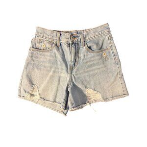 Old Navy Sky High Daisy Shorts Embroidered Distressed Adj Waist Girls Sz 12 Slim